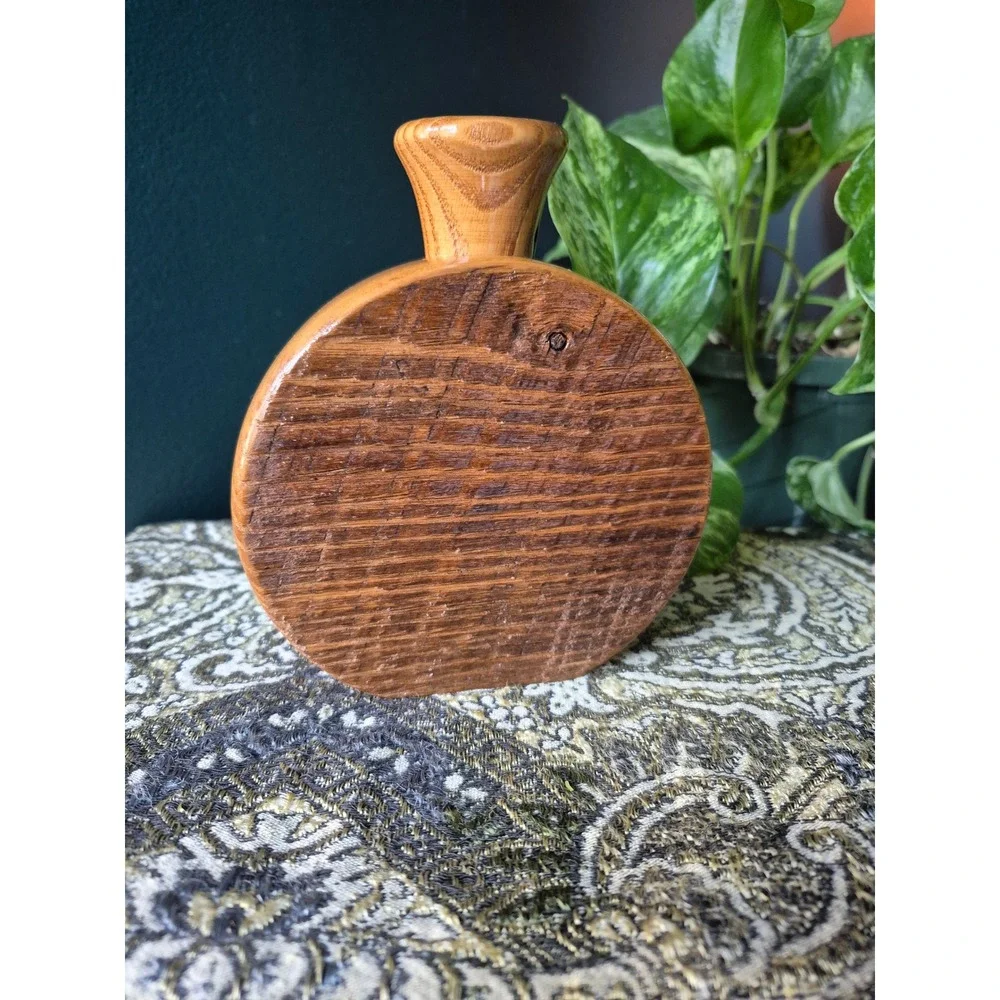 Artisan Handmade Chestnut Wood Bud Vase with Insert Sculptural Turned Wood
